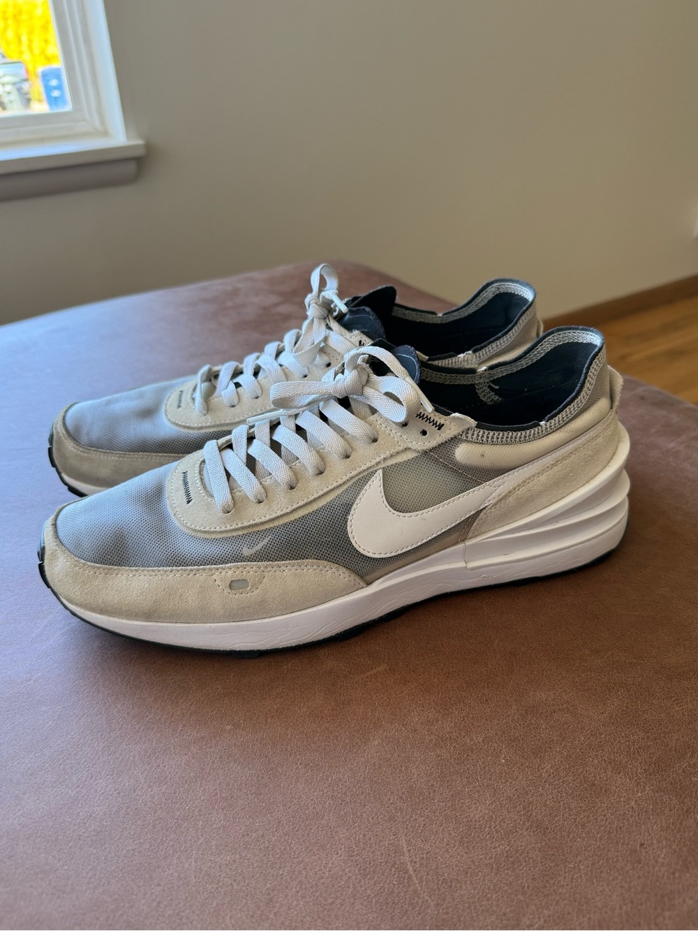 Nike Waffle One Beige, Gray and White Running Shoe